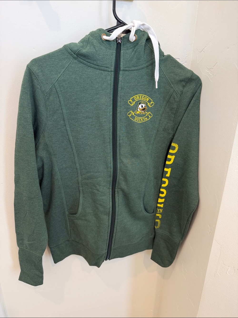 Champion Green Full-Zip Oregon Ducks Hoodie with Yellow Logo